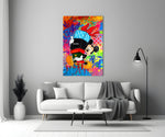 Mickey artwork styled in a teen's bedroom with vibrant accents