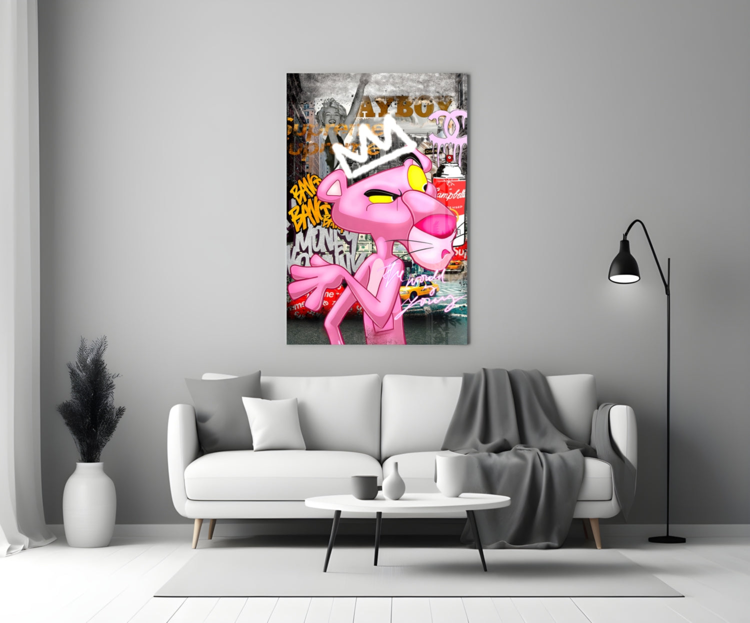 The Pink Panther's City States Glass Wall Art || Designer Collection