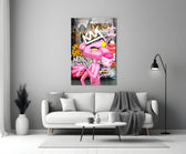 Pink Panther artwork styled in a teen's bedroom with bold accents