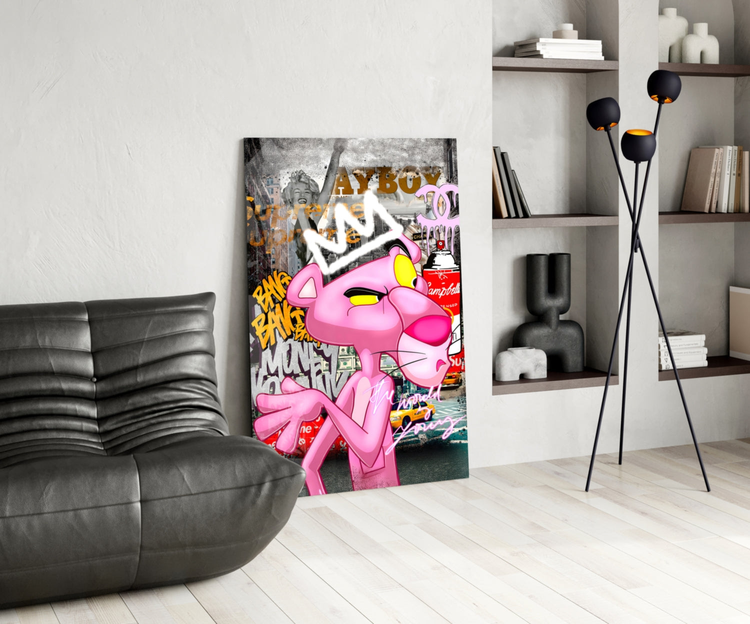 The Pink Panther's City States Glass Wall Art || Designer Collection