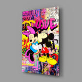 Cartoon-luxury panel anchoring a creative loft wall