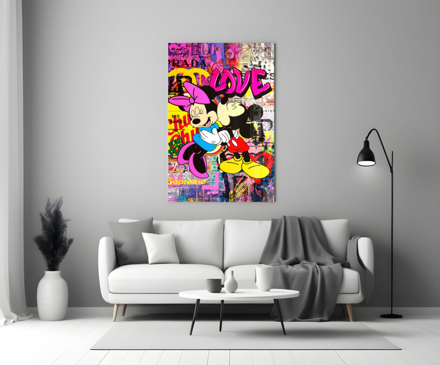 Mickey and Minnie: The Color of Love Glass Wall Art || Designer Collection