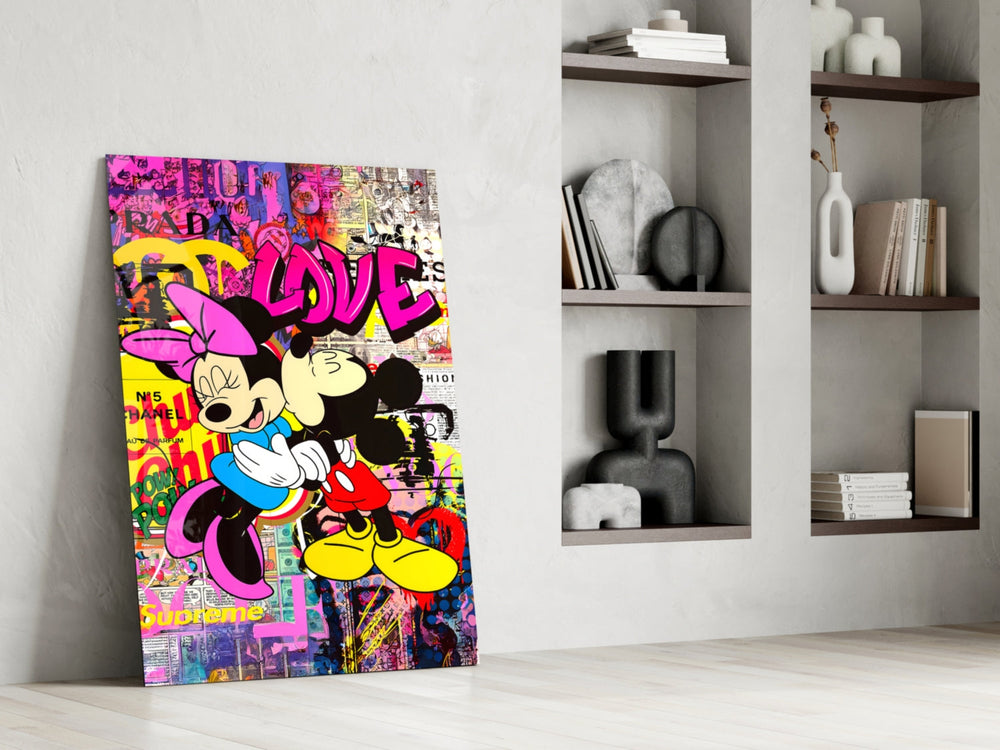 Cartoon-luxury panel against a brick or moody concrete accent wall