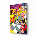 Cartoon-luxury panel anchoring a designer's boutique wall