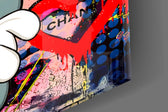 Tom and Jerry glass wall art catching light to reveal its brand-tag layers