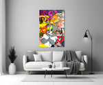Tom and Jerry artwork styled in a teen's bedroom with bold accents