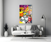 Tom and Jerry artwork styled in a teen's bedroom with bold accents
