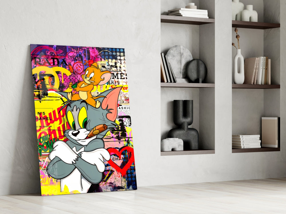 Designer-collection artwork in a man cave with leather seating
