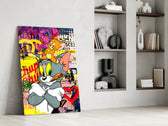 Designer-collection artwork in a man cave with leather seating