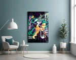 Pop-graffiti glass print bringing romance to a women's office