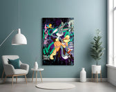 Pop-graffiti glass print bringing romance to a women's office