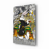Cartoon-luxury panel anchoring a creative office wall