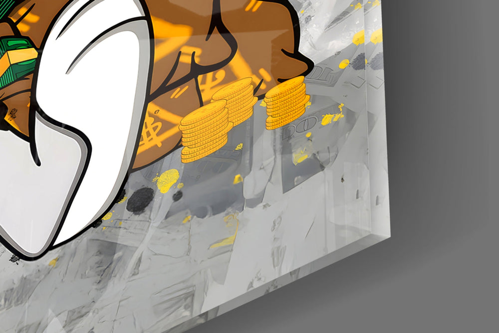 Bugs Bunny Go Get It glass wall art catching light to reveal its baroque depth