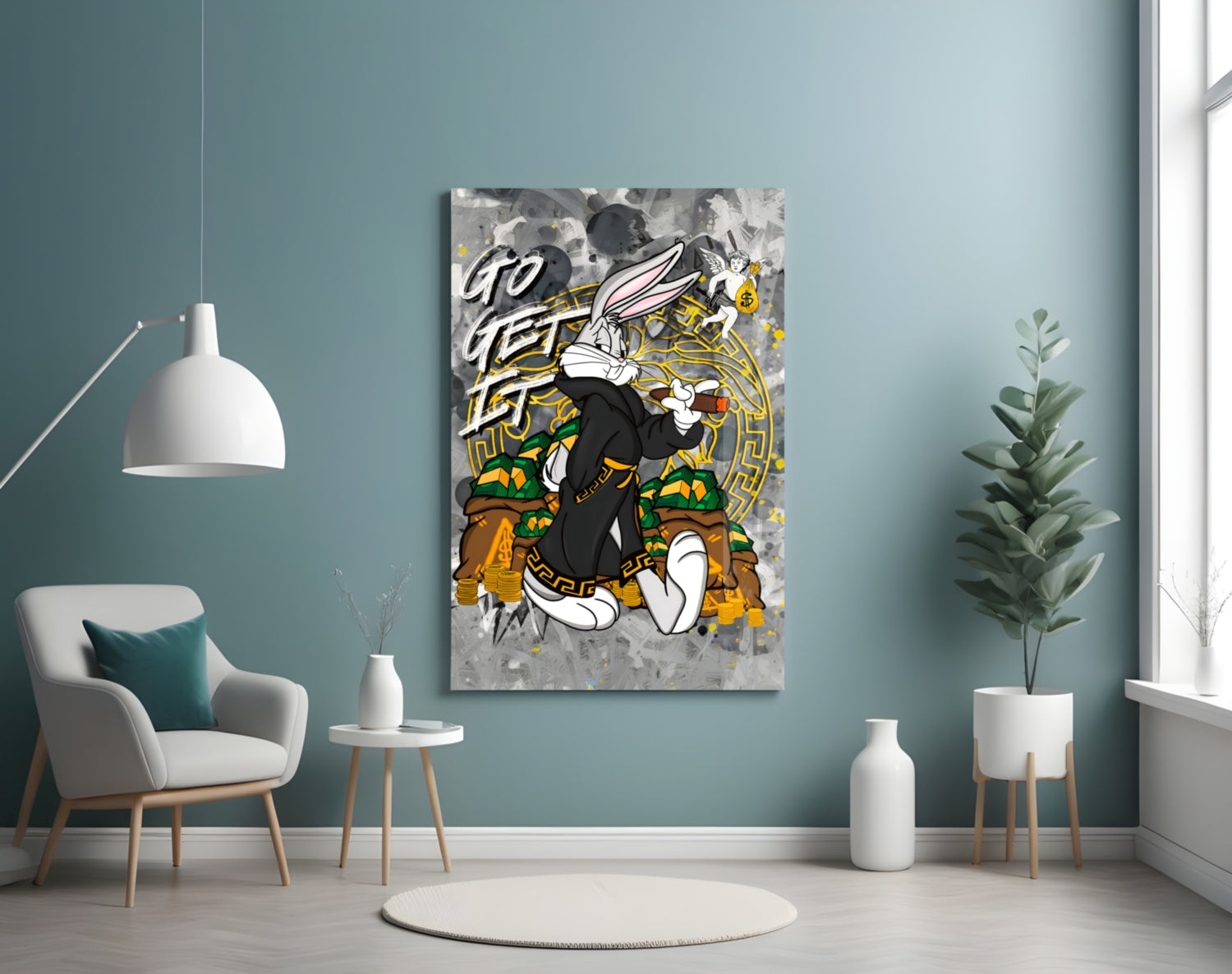 Bugs Bunny: The Game of Wealth Glass Wall Art || Designer Collection