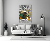 Bugs Bunny artwork styled in a teen's bedroom with bold accents