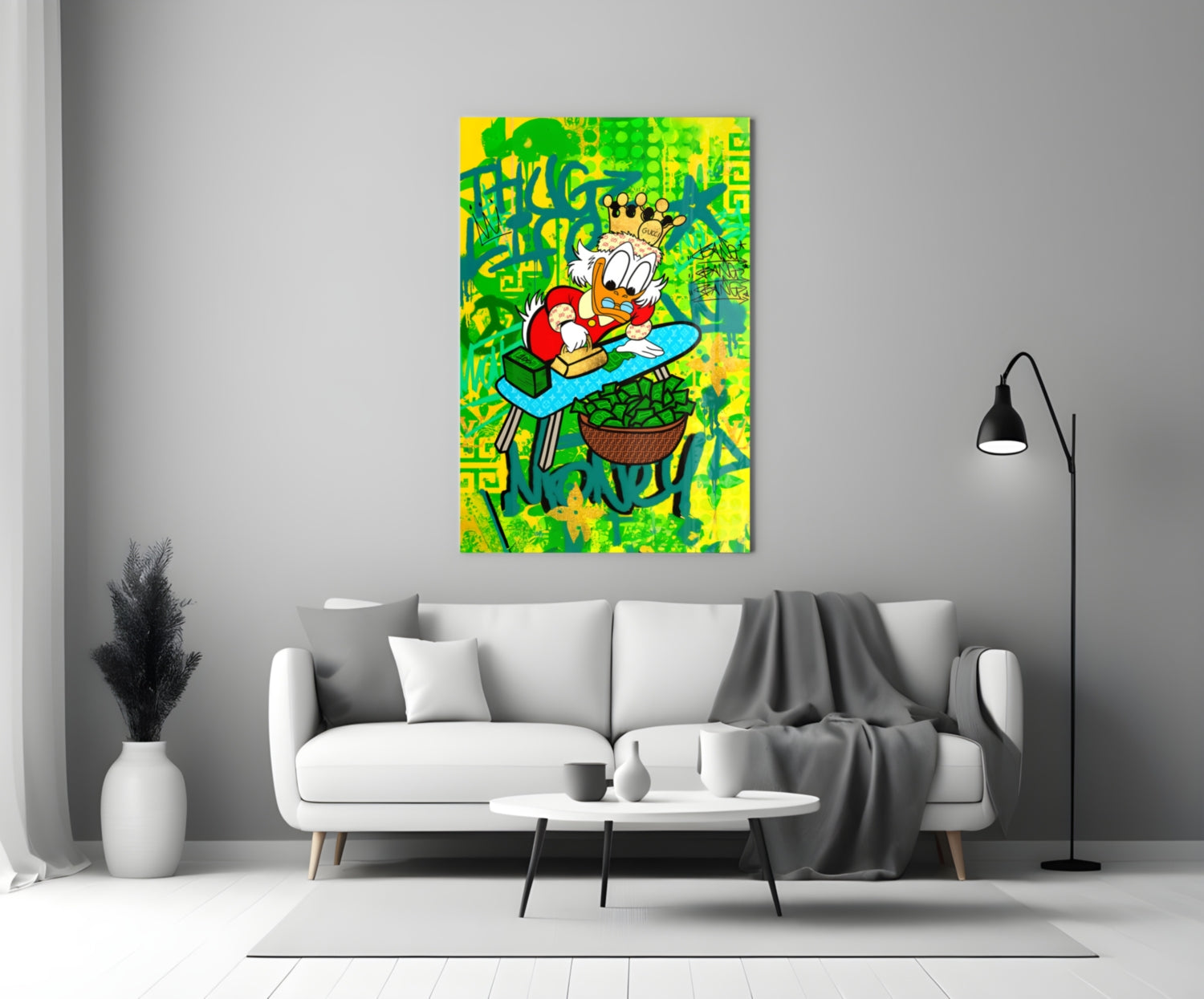 Scrooge McDuck: The Golden Throne Glass Wall Art || Designer Collection