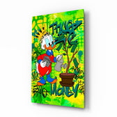 Designer-collection panel anchoring a creative office wall