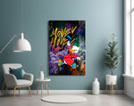 Pop-graffiti glass print bringing swagger to a man cave