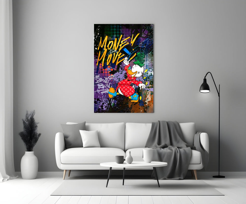 Money Move artwork styled in a teen's bedroom with bold accents