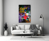 Money Move artwork styled in a teen's bedroom with bold accents
