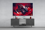 MINI Vortex glass wall art catching light to reveal its inked detail