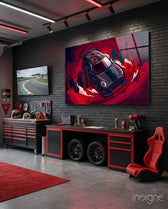 MINI Vortex of Speed Glass Wall Art || Designer Collection - Lifestyle preview in a designer interior