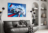 BMW artwork styled in a teen's bedroom with motorsport accents