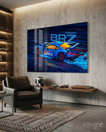 Subaru BRZ Blue Speed Glass Wall Art || Designer Collection - Lifestyle preview in a designer interior