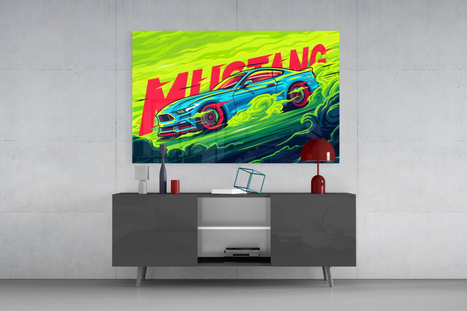 Roaring Mustang Glass Wall Art || Designer Collection