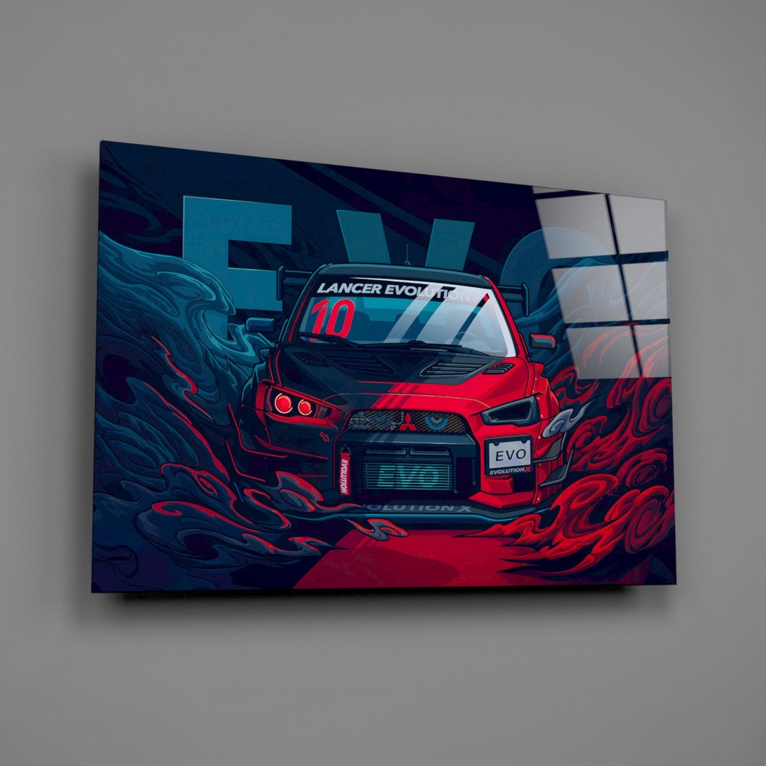 EVO X Red Storm Glass Wall Art || Designer Collection