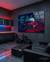 EVO X Red Storm Glass Wall Art || Designer Collection - Lifestyle preview in a designer interior