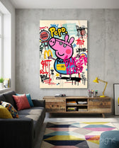 Urban Peppa Glass Wall Art || Designer Collection - Lifestyle preview in a designer interior