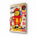 Honey of Brands Pooh pop-graffiti glass wall art in a modern kid's bedroom