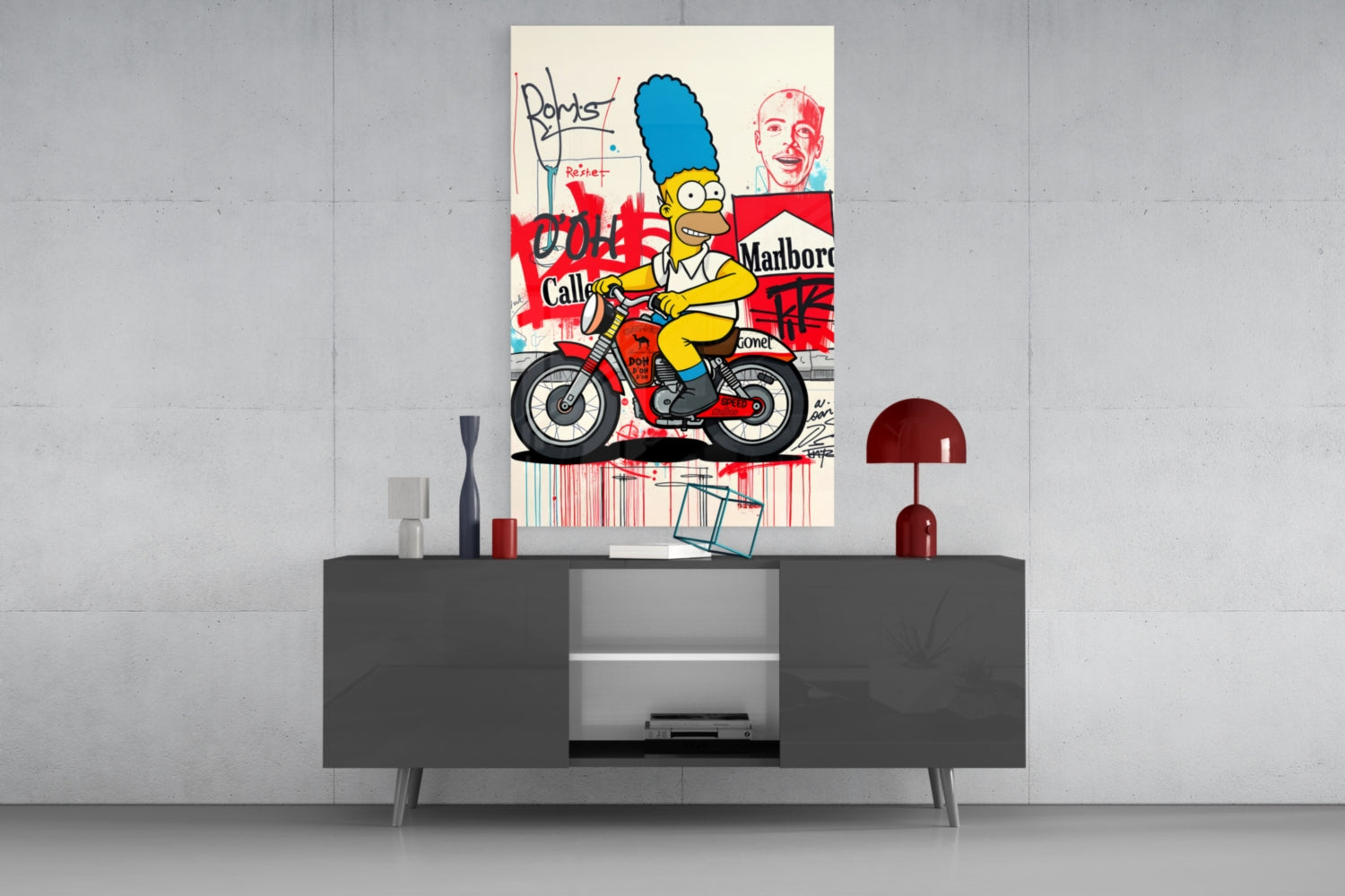 Homer's Street Art Glass Wall Art || Designer Collection