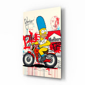 Homer Street Art pop-graffiti glass wall art in a modern creative loft