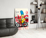 Pop-graffiti glass print bringing wit to a barbershop interior