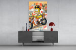 Biker Homer Gulf Style glass wall art catching light to reveal its layered tags