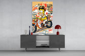 Biker Homer Gulf Style glass wall art catching light to reveal its layered tags