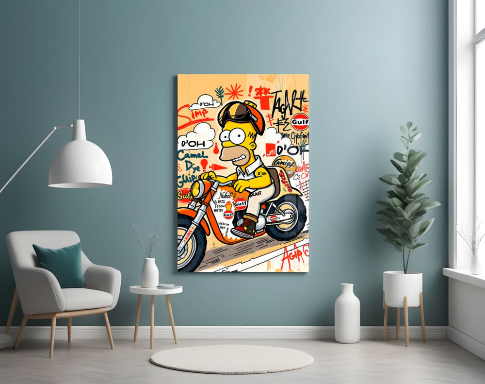 Biker Homer artwork styled in a creative loft interior