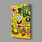 Cartoon-graffiti panel anchoring a creative office wall