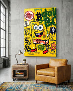 Crypto SpongeBob Glass Wall Art || Designer Collection - Lifestyle preview in a designer interior