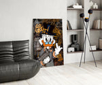 Pop-graffiti glass print bringing rebel edge to a man cave