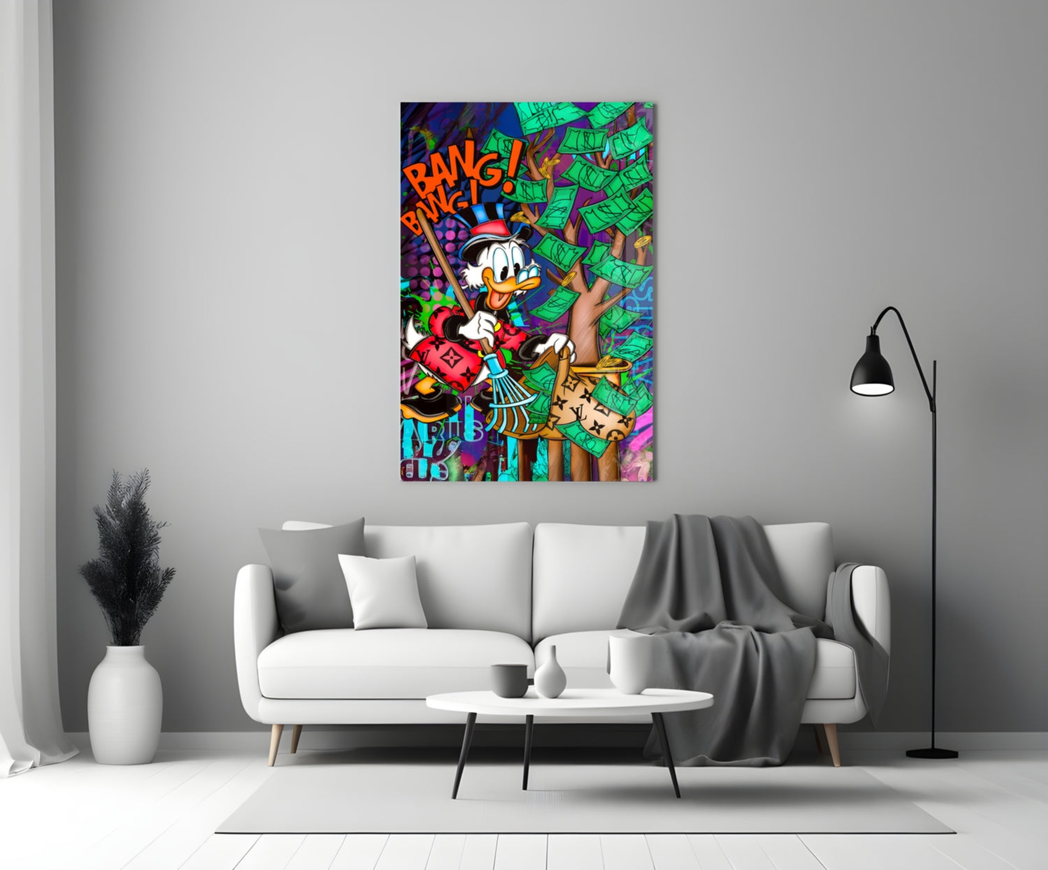 Scrooge's Cash Harvest Glass Wall Art || Designer Collection