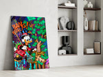 Cartoon-luxury panel against a moody dark-painted accent wall