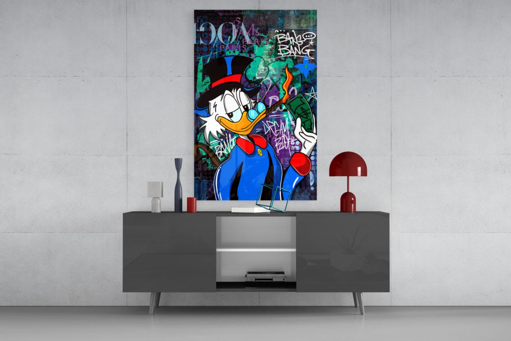 Luxury Rebel glass wall art catching light to reveal its layered tags