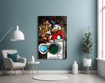 Money Laundering artwork styled in a teen's bedroom with bold accents