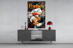 Forbes Scrooge glass wall art catching light to reveal its baroque depth