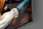 Designer-collection artwork in a cigar lounge with leather seating