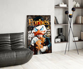Pop-graffiti glass print bringing manifesto edge to a man cave