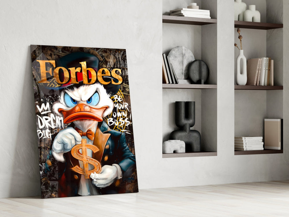 Cartoon-luxury panel against a moody dark-painted accent wall